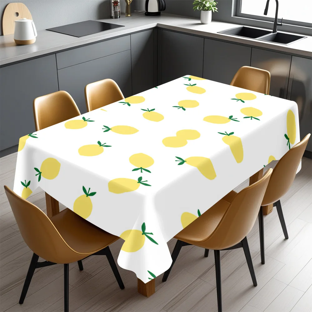 Lemon Print Waterproof Tablecloth for Dining Room Kitchen Counter Buffet Table Square Spillproof Table Cover