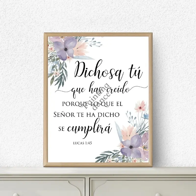 Spanish Bible Verse Canvas Painting Watercolor Flowers Prints Scripture Posters Wall Art Pictures for Living Room Home Decor