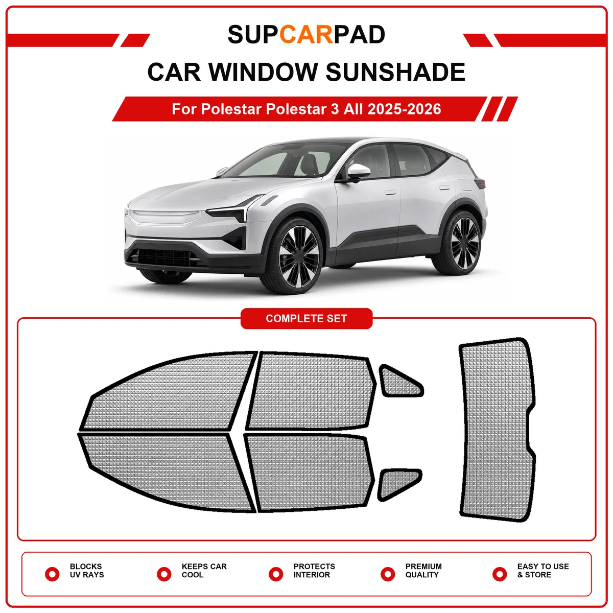 For Polestar Polestar 3 All 2025-2026 Pre‑Cut Auto Window Sunshade Anti‑UV Car Sun Visor Protector