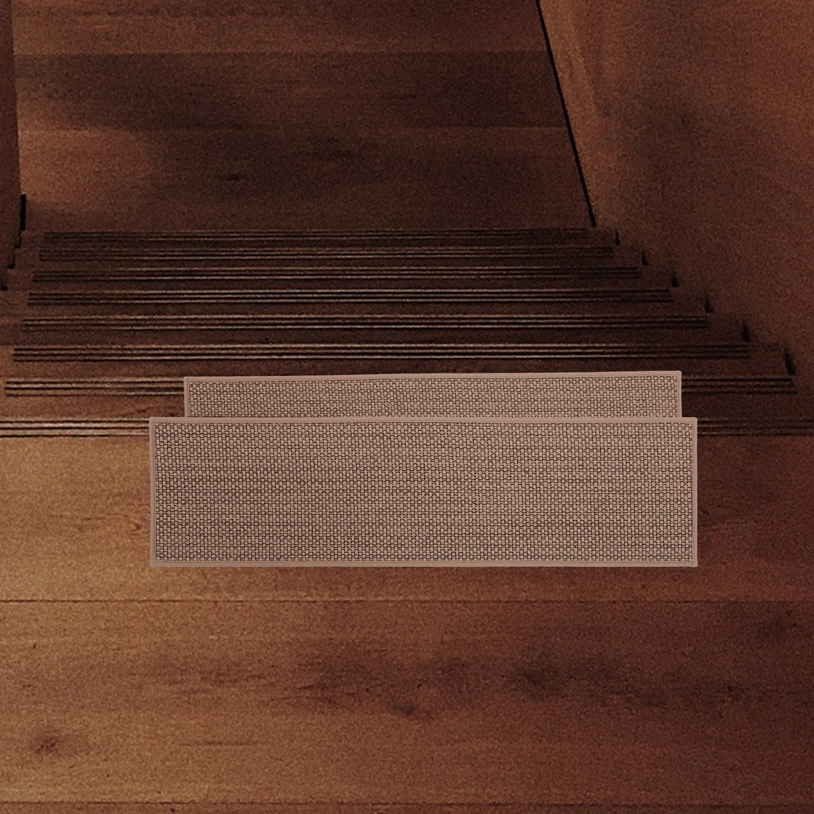 

4pcs Stair Tread Carpet Runner For Wooden Steps Self-Adhesive Non-Slip Indoor Staircase Rug Polyester Tpr Material Building Tool