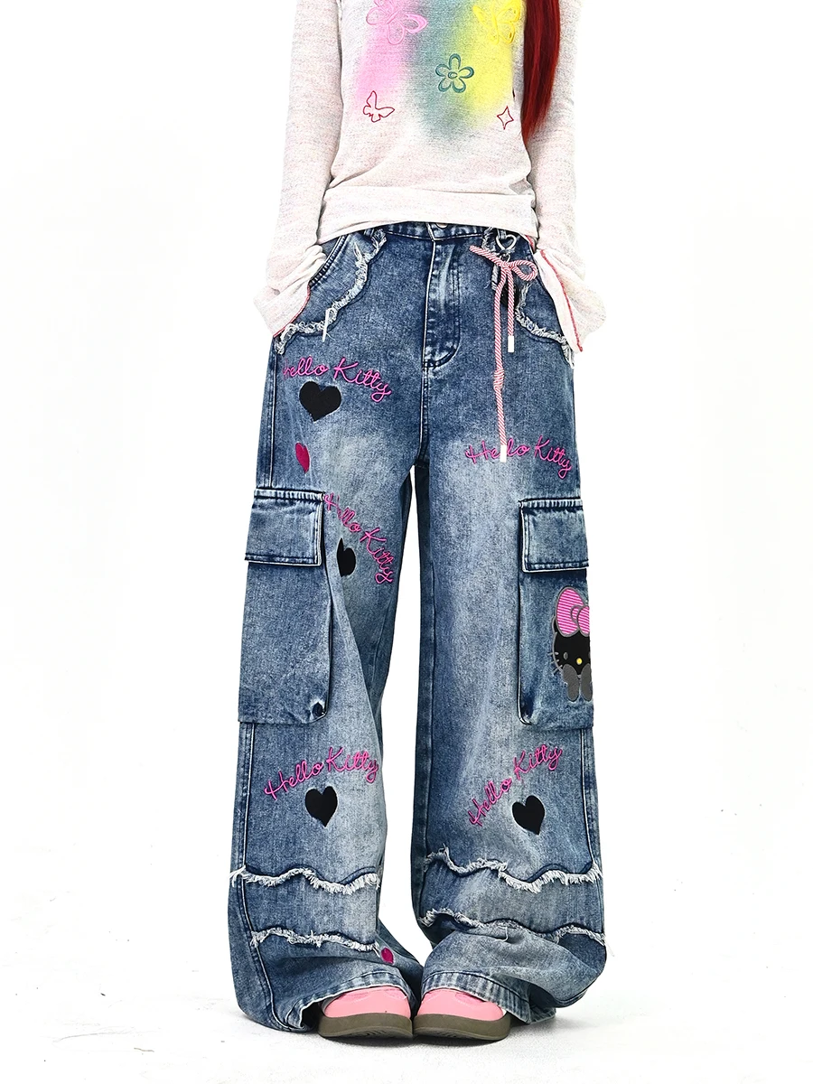 

Cool Lazy Women's Wide Leg Pants Loose Fitting Workwear Jeans Spring 2026 Korean Sle Street Faion Trousers