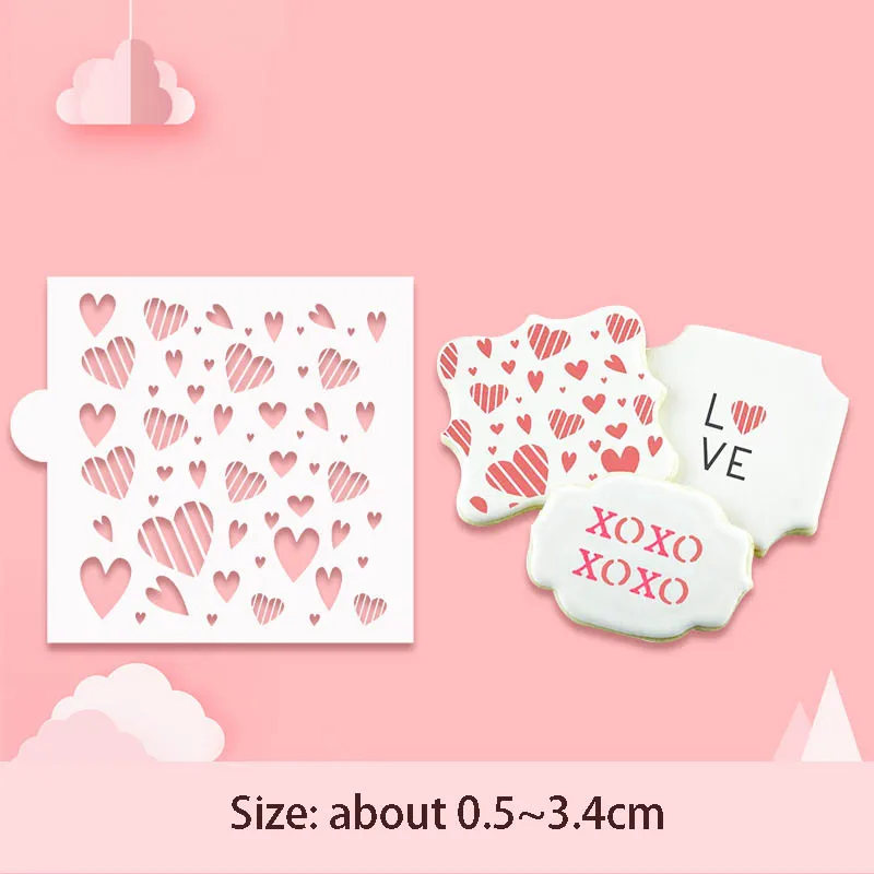 Wedding Love Heart Cookie Stencil Fondant Cake Mold Chocolate Biscuits Baking Mould Kitchen Cake Pastry Spray Tool Bakeware