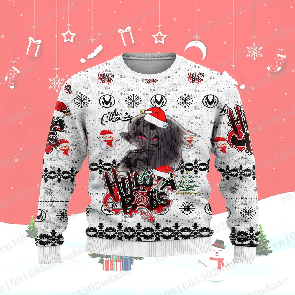 Hellova Boss كارتون أنيمي Harajuku الرجال والنساء عيد ميلاد سعيد مهرجان هدية الرجال والنساء أزياء زوجين هوديس