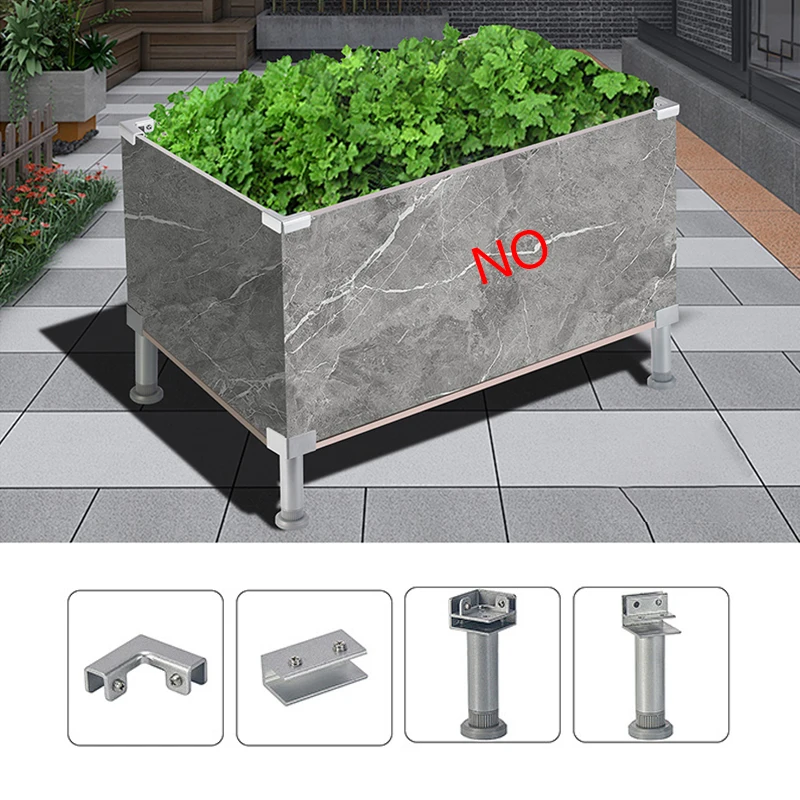 Aluminum Raised Garden Bed Frame Hardware Kit - Tile Fixing Clips & Corner Clamps for DIY Vegetable Planter Box, Rustproof