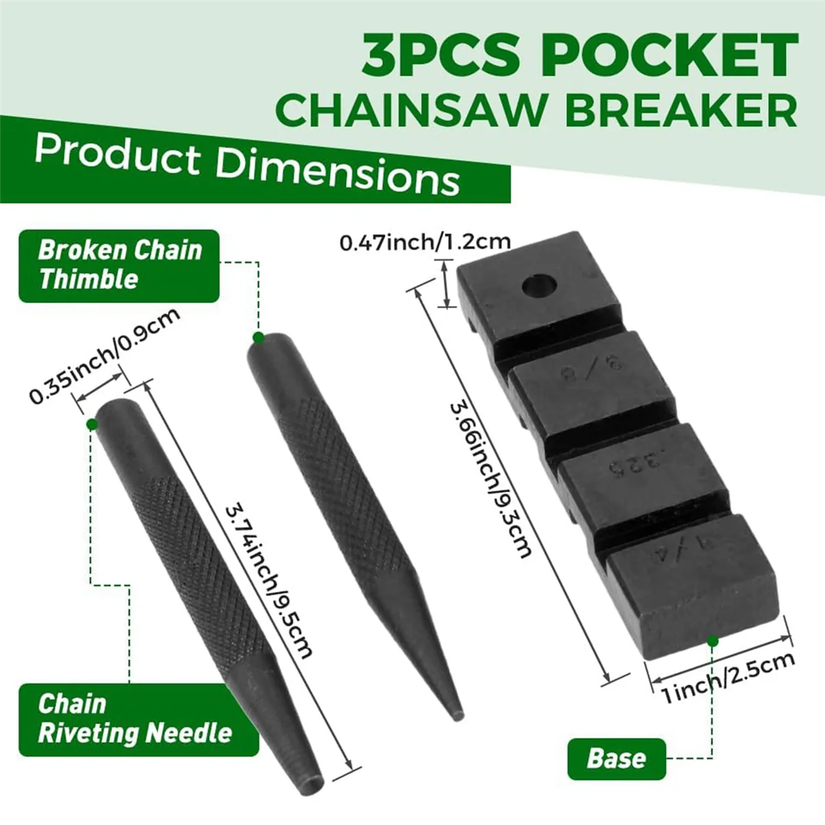 AA84 3PCS Pocket Chainsaw Breaker Chain Saw Repairing Mending Tool Set with 10 Sets 0.325in Chainsaw Chain Joiner Link Repair