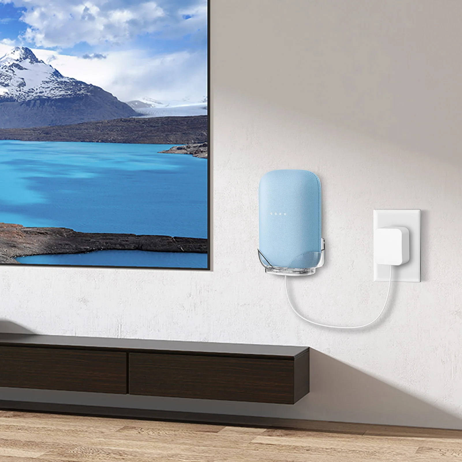 ل GoogleNest الصوت جدار جبل حامل واضح سطح المكتب قوس للمنزل الذكي المتكلم عش الصوت توفير المساحة جدار جبل حامل