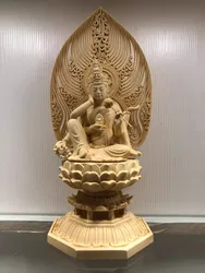 Solid Wood Carving Ruyi Six-armed Guanyin Bodhisattva Statue,Wooden Hand-carved Buddha Statue, Chinese Home Feng Shui Statue,