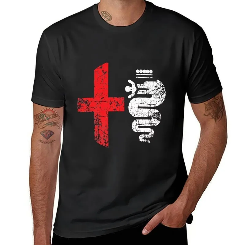 Alfa Car Drivers Stylish Grunge Logo T-Shirt Funnys Graphics Summer Plain White T Shirts Men Asian Size S-4XL
