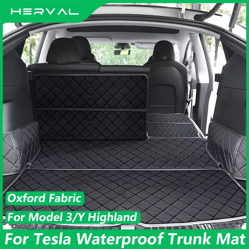 

Herval For Tesla model Y/3 Highland 2020-2024 Trunk Mats All-Weather Waterproof Oxford fabric Trunk Mat pet mat Car Accessories