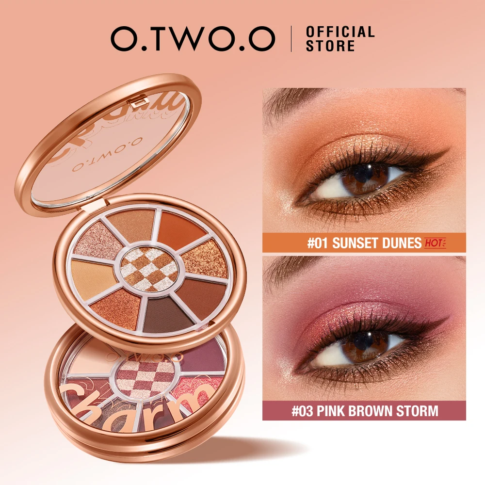 OTWO.O Eyeshadow Palette 9 Colors Waterproof Matte Smooth Pearly Shine Brighten Highlighter Eye Shadow Makeup Glitter Eyeshadow