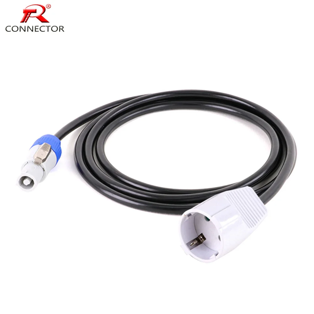 Flame Retardant Oxygen Free Copper Core Powercon Output Cable to EU 16A 250V Assembly Free Welding Power Jack Socket with Ground