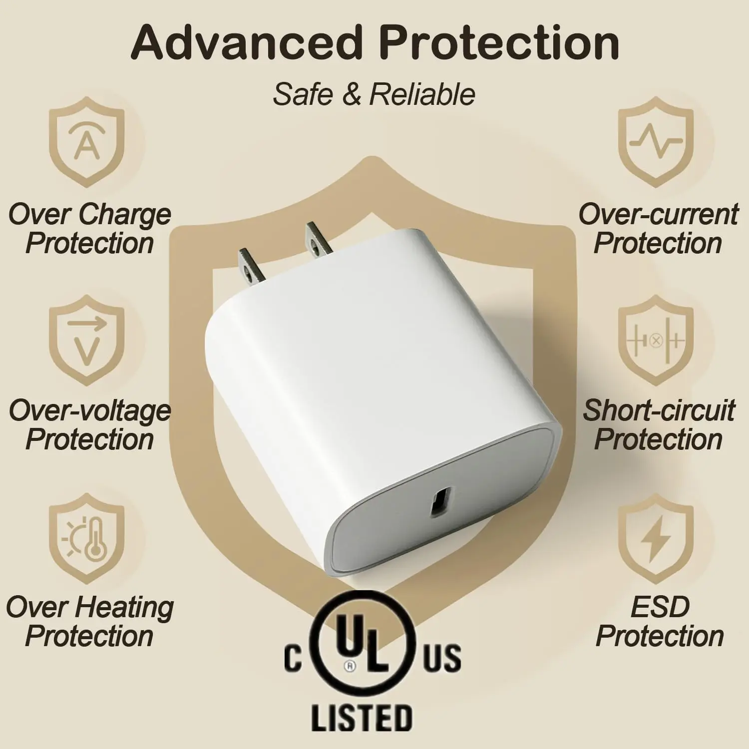 شاحن USB C سريع لأجهزة AirPods 4 Pro 2 3 Max 2024، iPhone 15 16 17، iPad Pro، محول طاقة PD بقدرة 20 وات مع كابل USB-C بطول 6.6 قدم #3