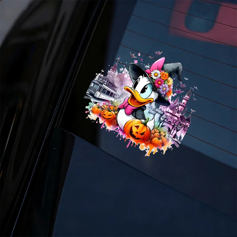 Daisy Spooky Pumpkin Creative Car Sticker Halloween Ornament UV Printing for Electric Car Wheel Eyebrow DIY Holiday Decor view 4
