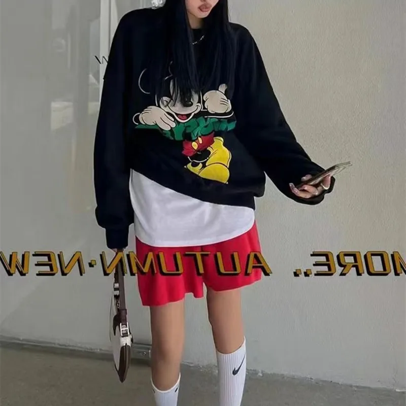 New Sweatshirt Women Harajuku Mickey Pattern Cartoon Printing Casual Loose Top Female Harajuku Hoodies Woman Large size clothing