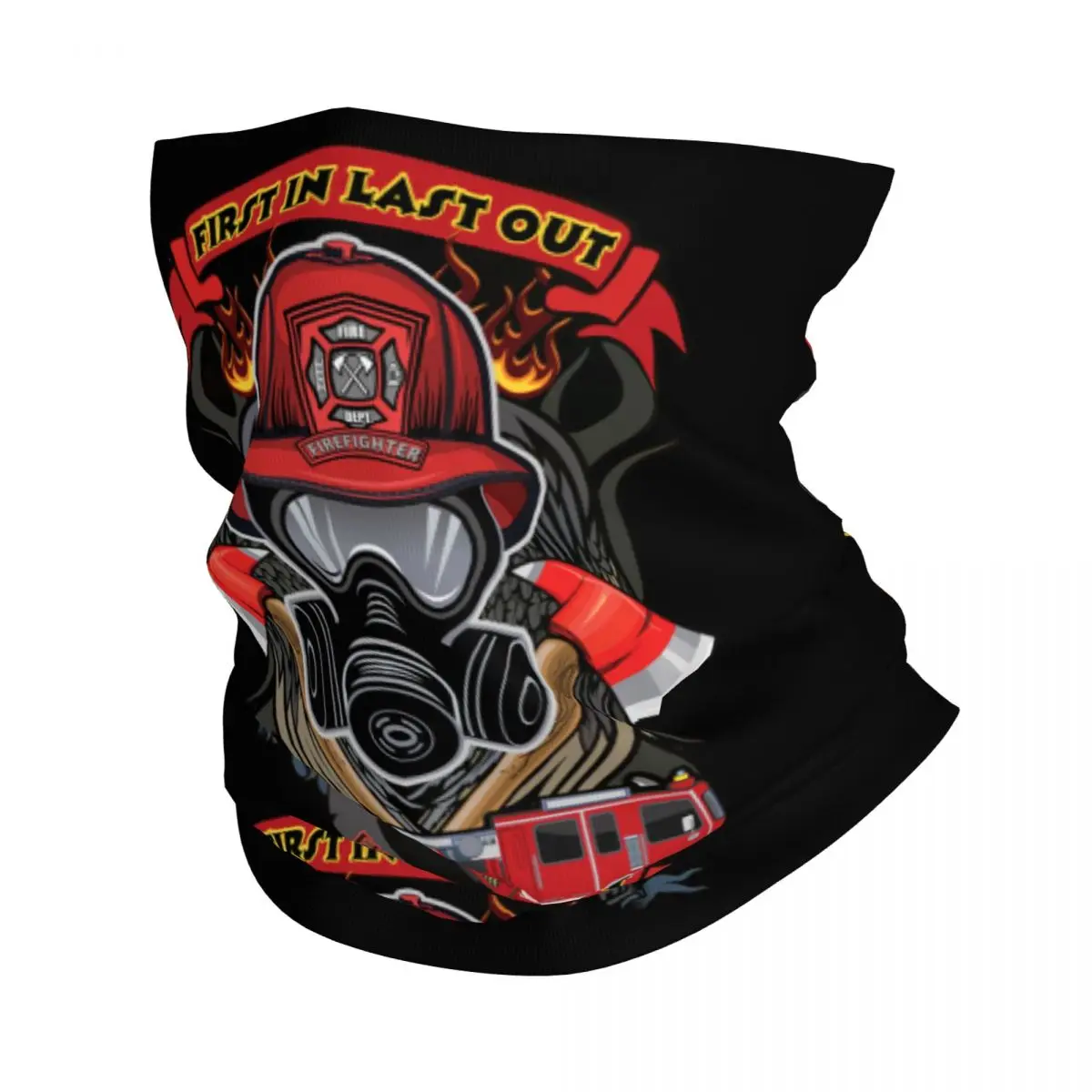 Vintage Fire Rescue Fireman Skull Firefighter Winter Headband Neck Warmer Women Men Ski Camping Tube Scarf Face Bandana Gaiter