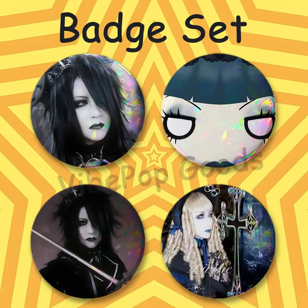 M-Mana Sama 25mm Badge 4-Piece Set Mini Pill Baji Kawaii Collectibles Creative Button Pin for Ita-Bag M-MALICE M-MIZER