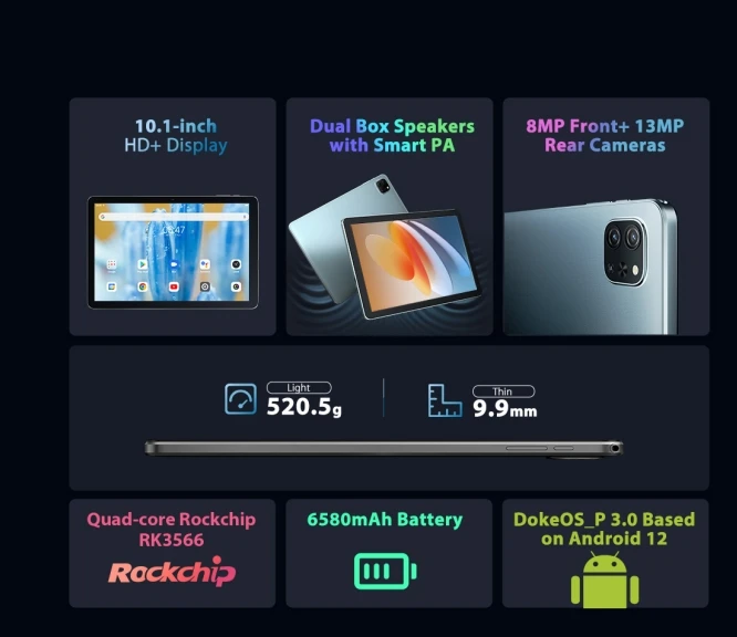 Bantalan osiloskop 2025 70, Helio Rk3566 layar 120Hz 10.1 inci, komputer Tablet Wifi ultra-hemat biaya, Ram 4Gb, Rom 64Gb