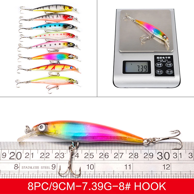 Kit di esche artificiali per la pesca mista Set 20-59pcs esche rigide per la pesca Mini Minnow Popper esche bioniche artificiali professionali