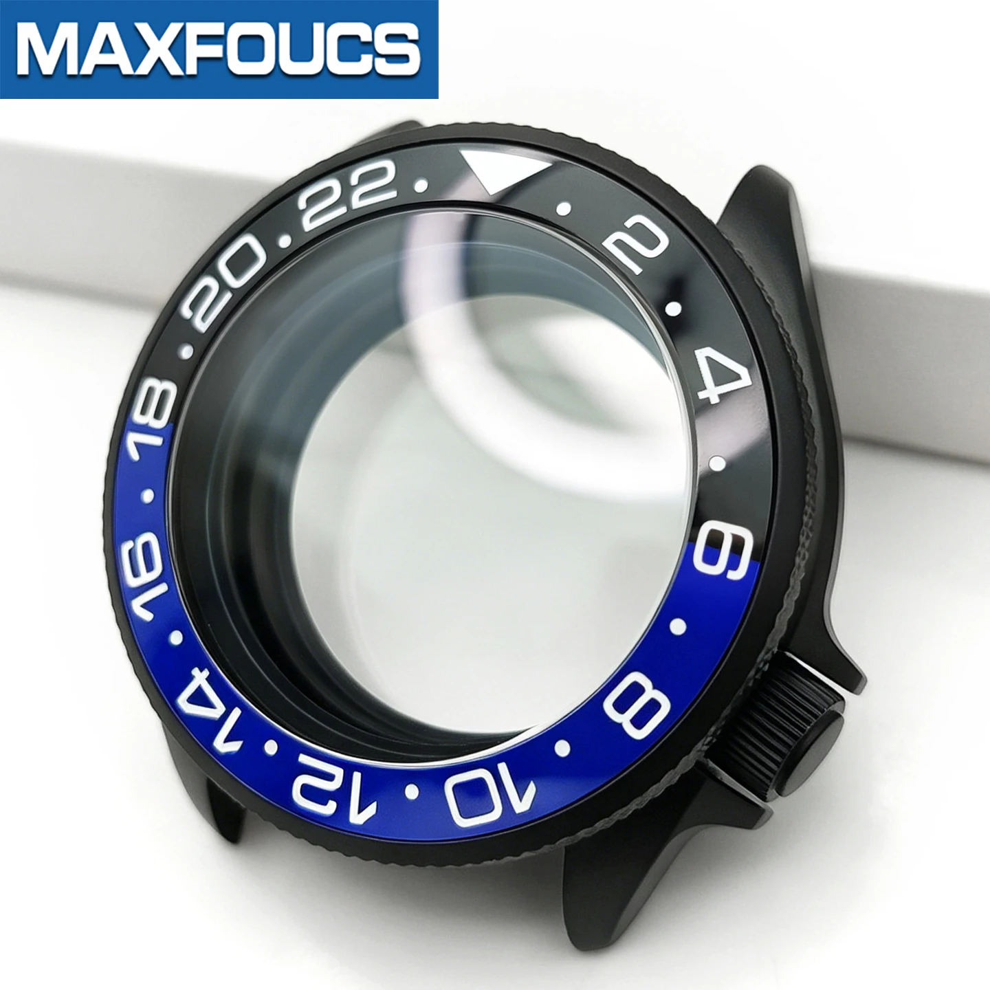 Gerändeltes, mattschwarzes Uhrengehäuse für SKX SKX007 NH35 NH36 4R36 NH34 4-Uhr-Position MOD Stahl Uhrengehäuse Teile Saphirkronen Custom – Detail 12