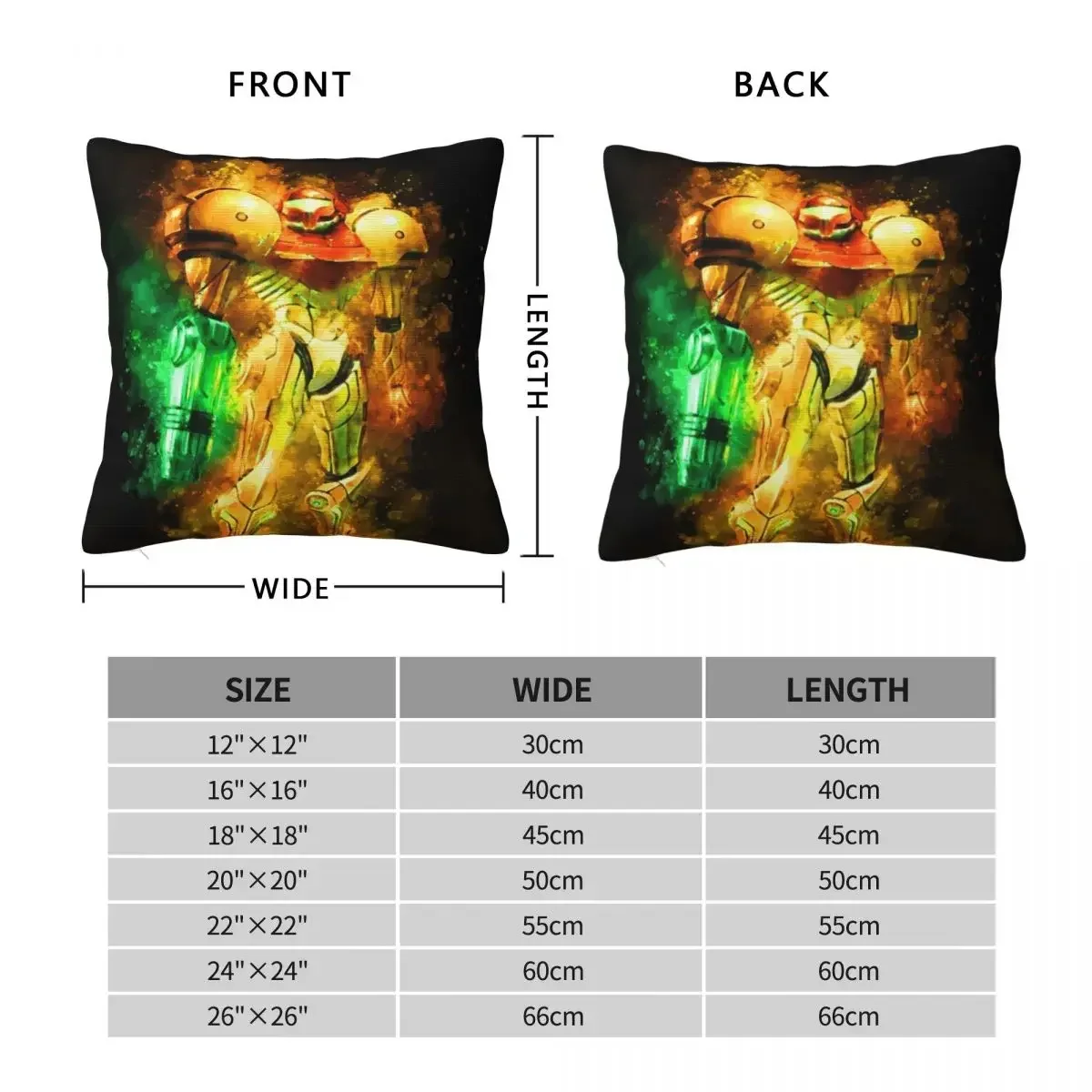 Metroid Samus Aran Prime Hunter Square Pillowcase Pillow Cover Polyester Cushion Decor Comfort Throw Pillow for Home Sofa