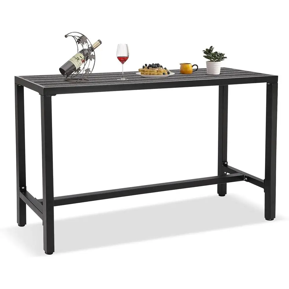 

63 Black Outdoor Counter Height Patio Bar Table with Weather-Resistant Waterproof Top for Hot Tub, Balcony, Garden, and Poolside