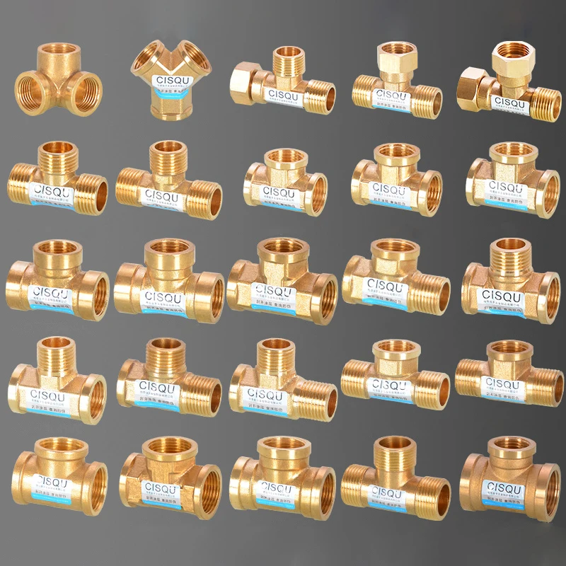 

1-5Pcs Brass Pneumatic Plumbing Pipe Fitting Male/Female Thread DN15 G 1/2" BSP Tee Type Copper Fittings Water Oil Gas Adapter