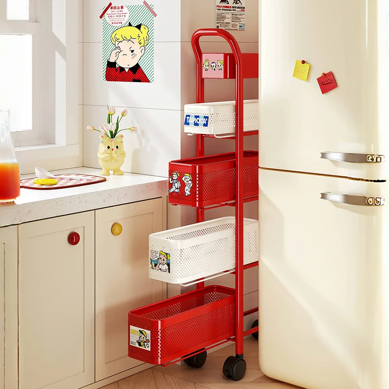 Kitchen Crevice Shelf,floor To Ceiling Multi-layer Refrigerator,side Pull-out Cabinet,extremely Narrow Storage Organization Cart