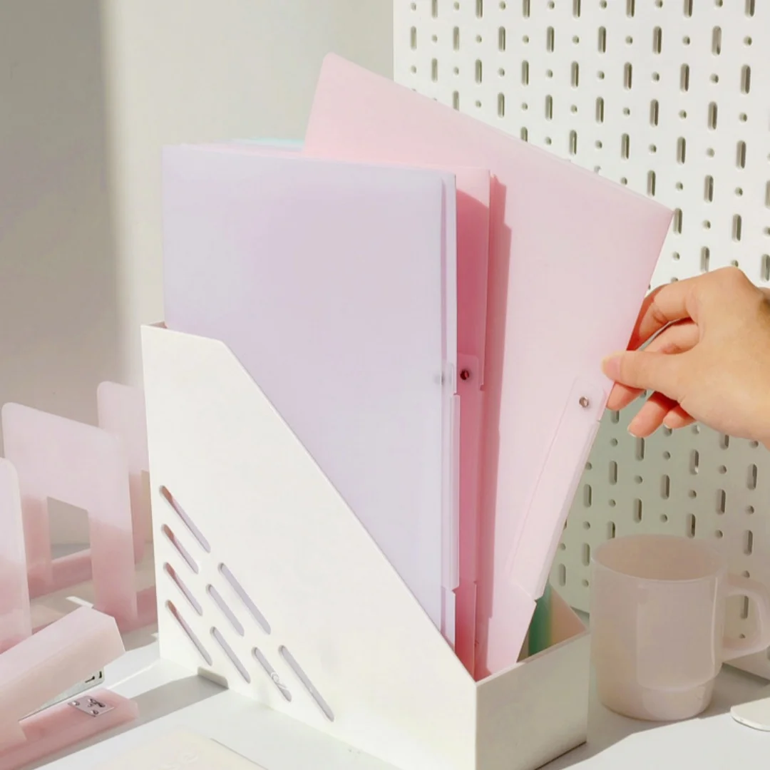 1pc Rotating Side-Opening File Folder, A4 Gradient Color Organizing and Storage File Bag, Holding 30 Sheets, Suitable for School
