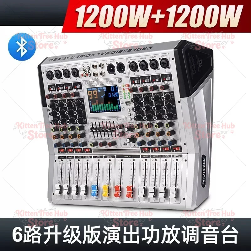 High Power Home Stage Performance Reverb Professional Mixer with Built-in Amplifier, Bluetooth USB Audio Kit