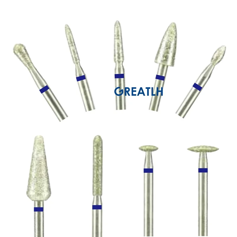 GREATLH Dental HP Diamond Burs Teeth Polishing Tools Dental Materials 10pcs/set