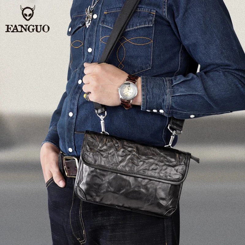 Casual Men's Leather Shoulder Bag Vintage Crossbody Messenger Bags For Male High Quality Outdoor Cross Body Bag