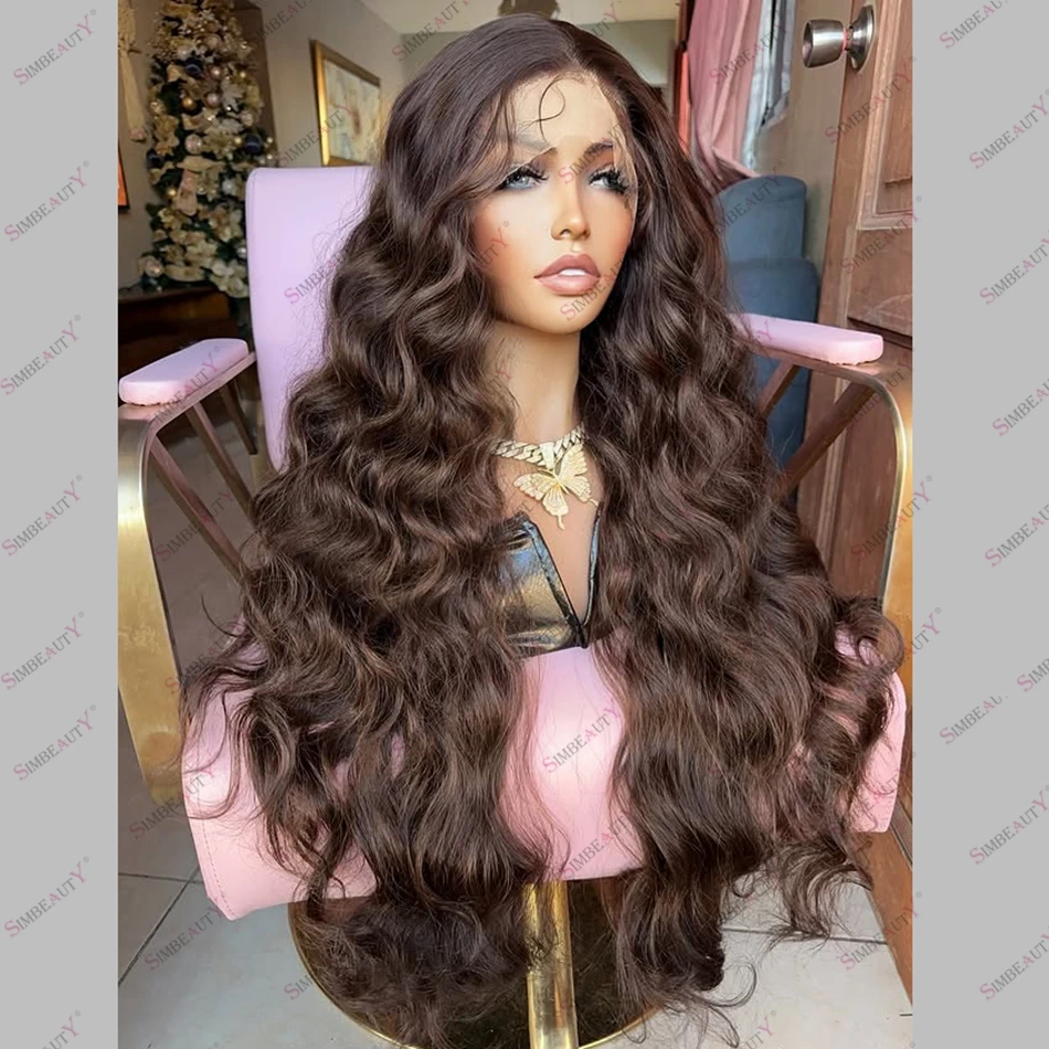 

Super Natural Wavy Brown Black Women Human Hair Wigs Remy Brazlilian 360 Lace Wig 250Density Thick&Full Glueless HD 5X5 Lace Wig