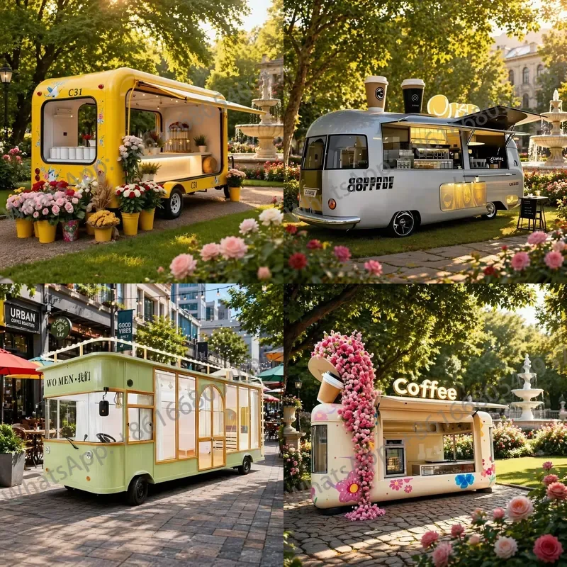 Mobile Food Trailer & Cart Truck-Fully Equipped Stainless Steel Fast Food Snack Vending Vehicle