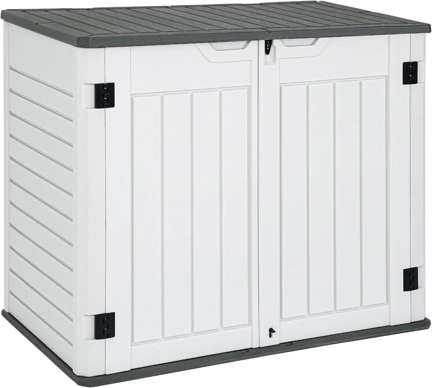 

Outdoor Horizontal Storage Sheds W/O Shelf, 35 Cu Ft Lockable Resin Waterproof Shed, Ideal For Garden Tools, Easy To