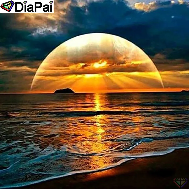 

DiaPai Diamond Painting 5D DIY 100% Full Square/Round Drill "Sea sunset scenery" Diamond Embroidery Cross Stitch 3D Decor A24602