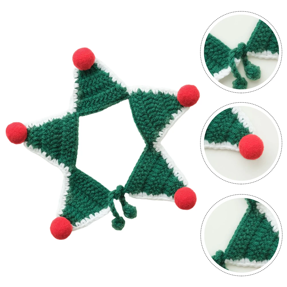 

Christmas Pet Collar Knitted Wool Thread Free Size Dog Cat Scarf Bib Xmas Decoration Gift Holiday Accessories Practical Durable