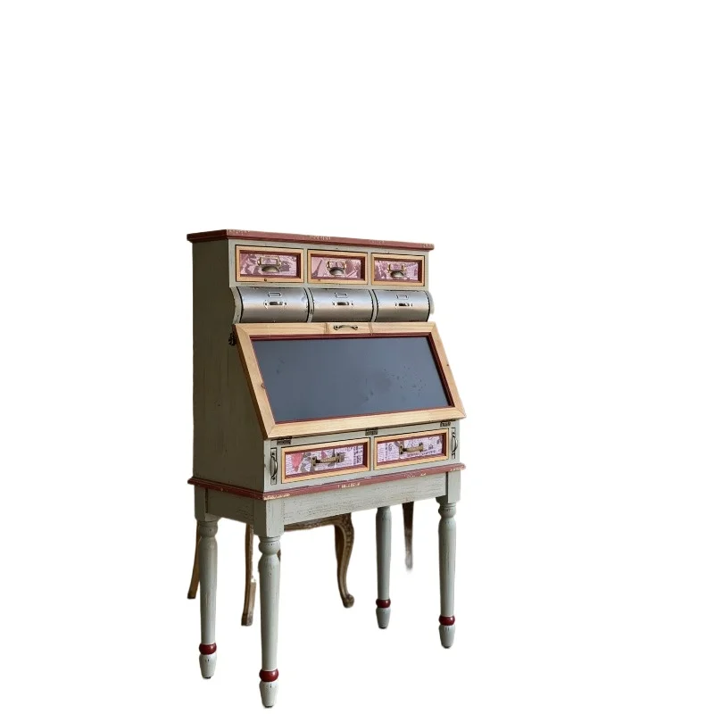 Multifunctional Foldable Retro Desk Antique Cabinet Treasure Cabinet Jewelry Cabinet