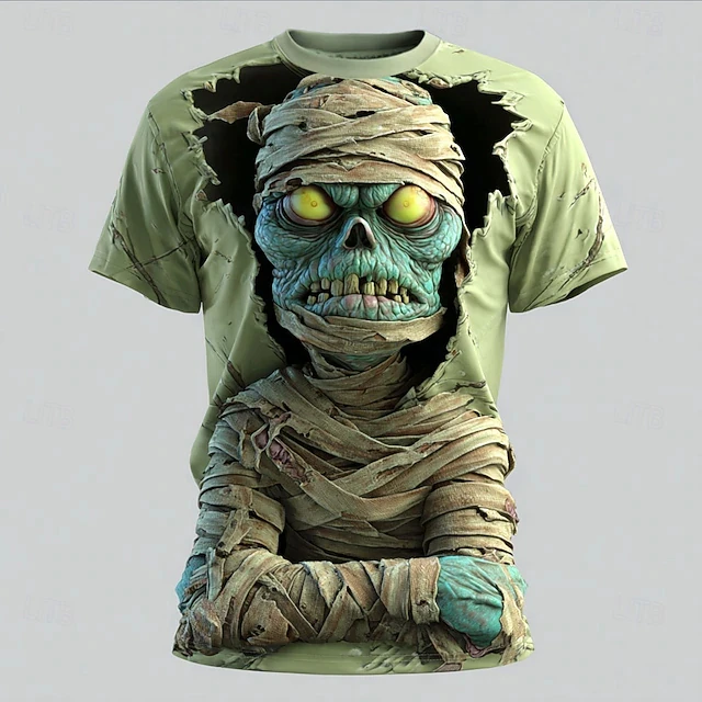 Men's Skeleton Zombie 3D Printed T-shirt Summer Outdoor Casual Horror Pattern Short Sleeve Kids Children's Top Y2k Men Clothing view 3