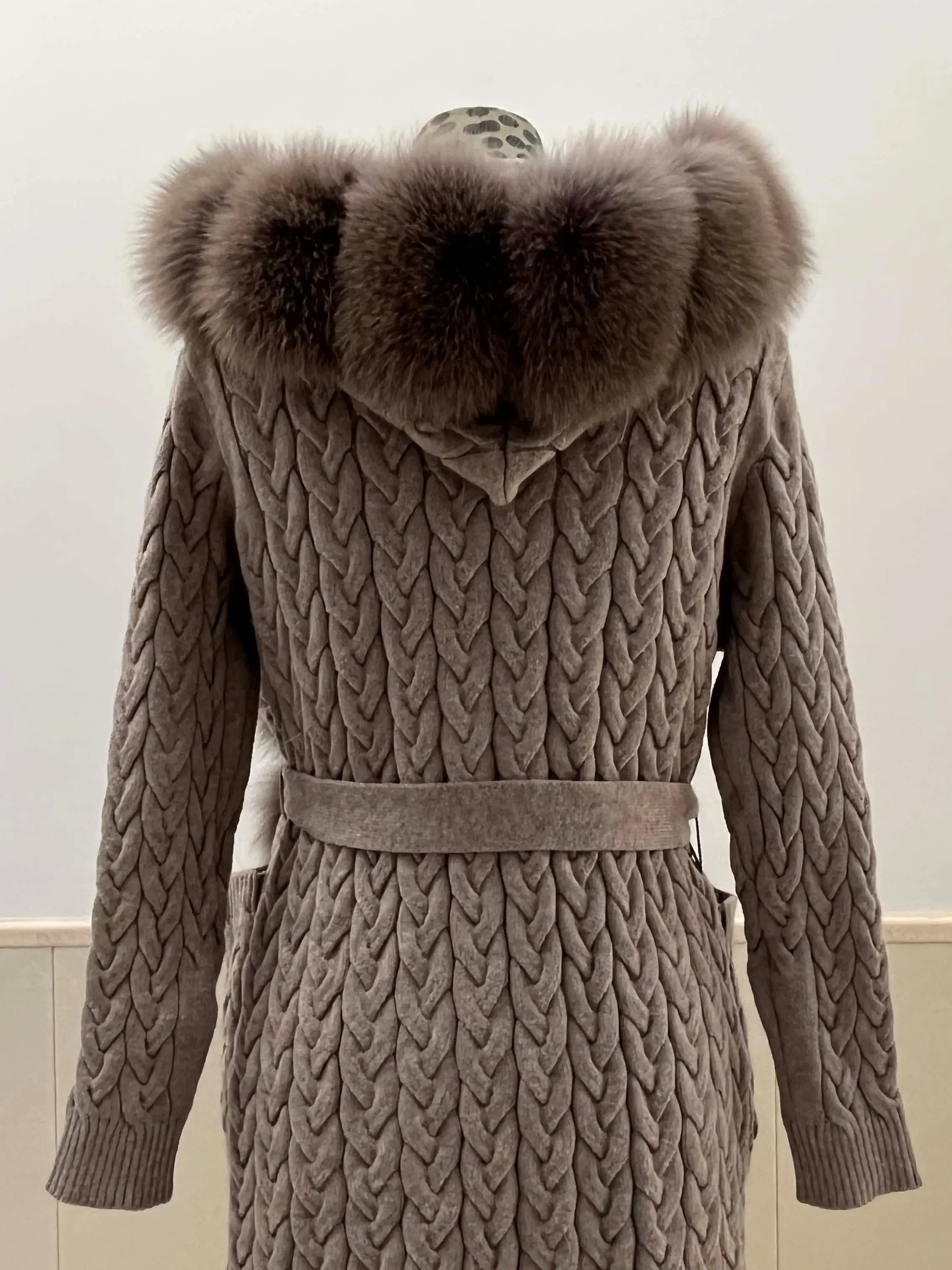 Natuurlijke Echte Vossenbont Overjas Voor Dames Warme Winter Grijze Trui Luxe Lang Met Zakken Thanksgiving Kleding Met Capuchon Voor Vrouw