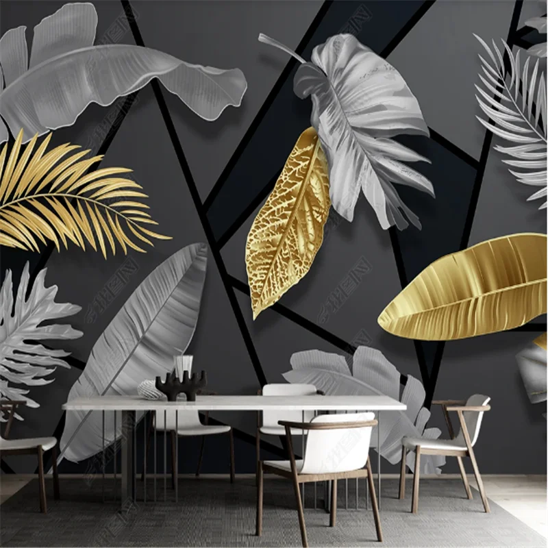 

Nordic Minimalist Light Luxury Mural Wallpaper For Living Room Tropical Plant Leaf TV Background Wall Paper Home Decor