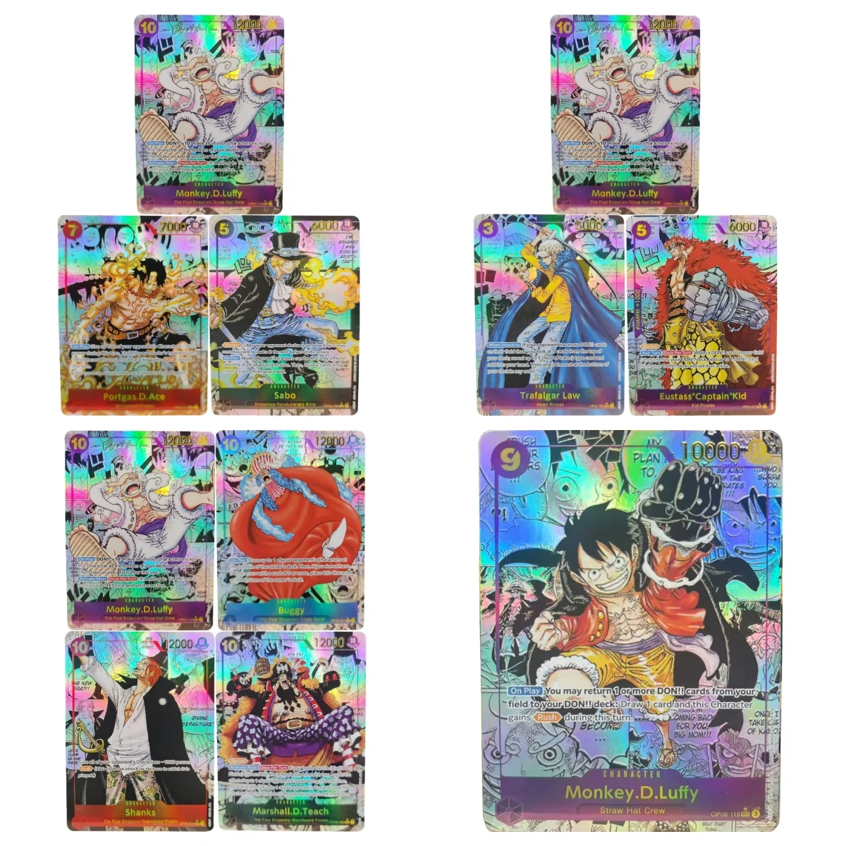 ONE PIECE Sammelkarten Sabo Portgas D. Ace Monkey D. Ruffy EN DIY Hochwertiges, selbstgemachtes Spiel, Anime-Karten, Geschenkspielzeug