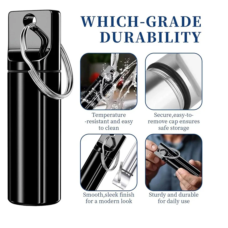 A13E-Small Portable Pill Box Keychain - Pill Container For Outdoor Travel Enthusiasts