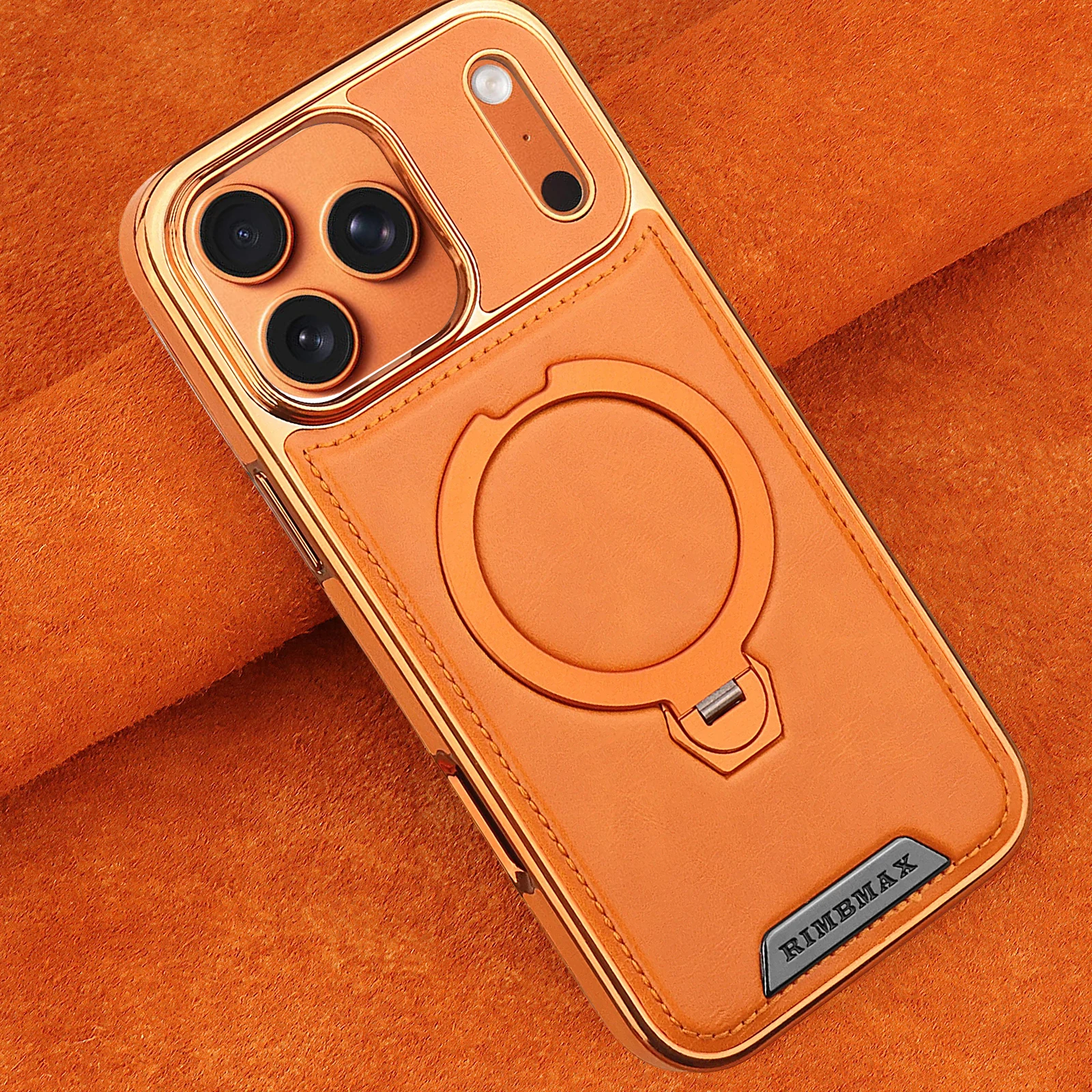 

Magnetic Rotat Bracket Luxury Leather Phone Case,For iPhone 11 12 13 14 15 16 17 Pro Max Plus Wireless Charging Shockproof Cover