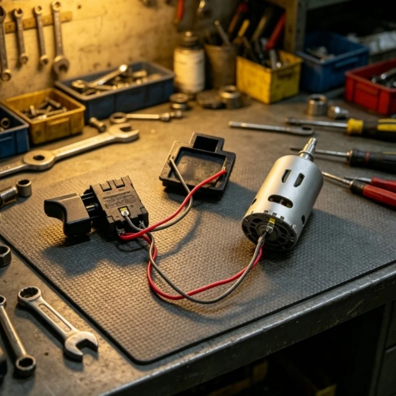 Electric Motor Switches Assembly 21V Speed Control Set with Cabled Motor and Battery Contact Plug for Tool Maintenance