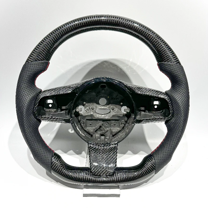 High-end custom design real carbon fiber sports steering wheel using perforated leather suitable for Jaguar F-Type