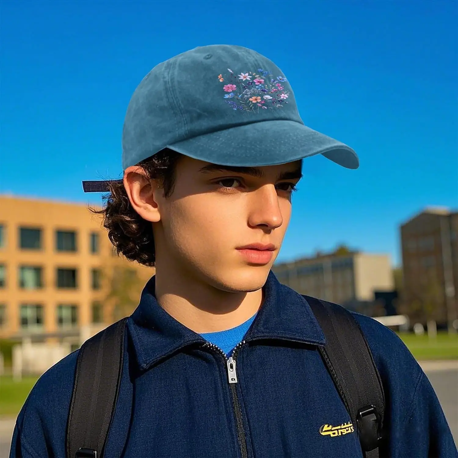 Wildflower Floral Flowers Hat for Women Funny Washed Distressed Baseball Cap