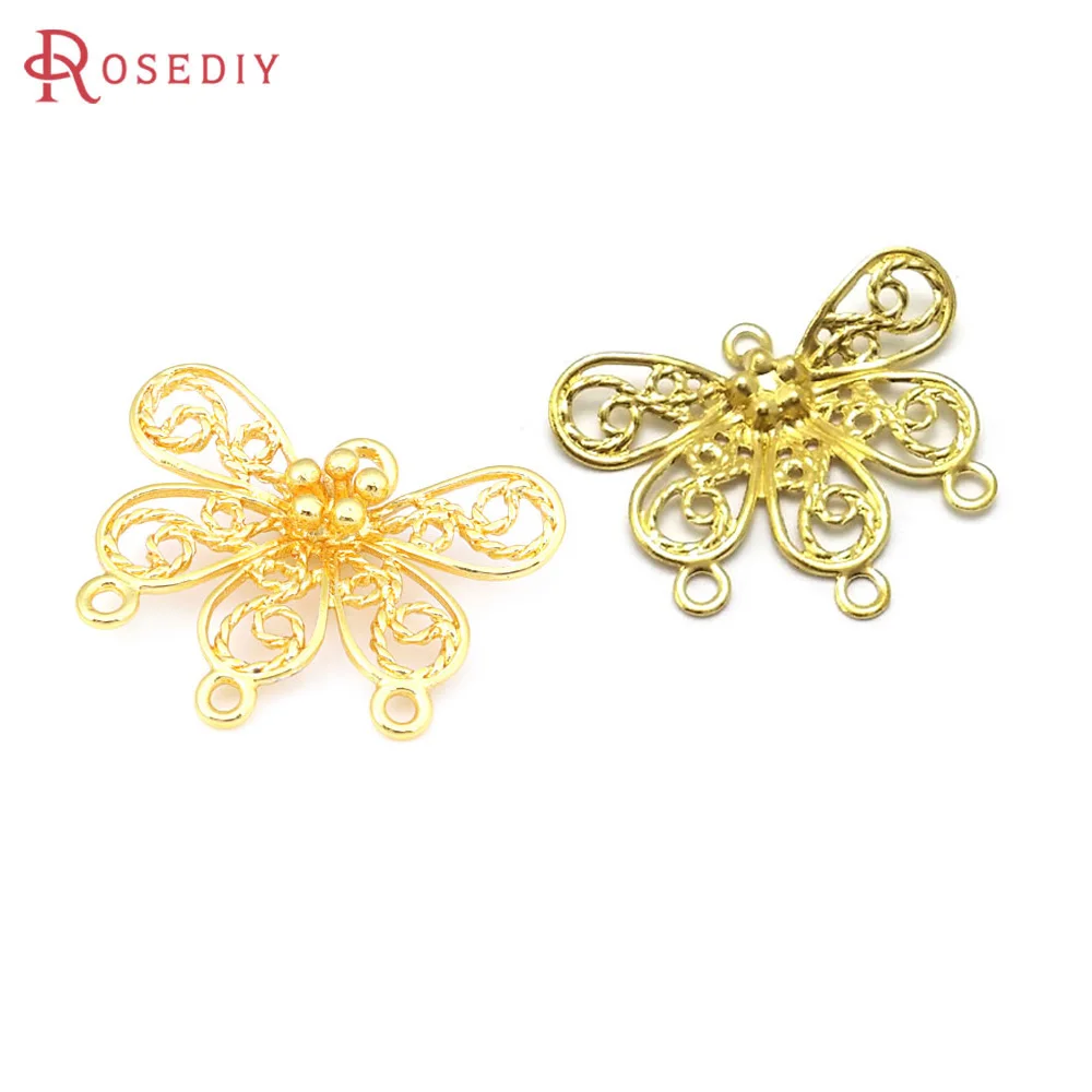 Not plated color Brass Flower Earrings Connector Charms Diy Jewelry Making Supplies Necklace Earrings Accessories for Women