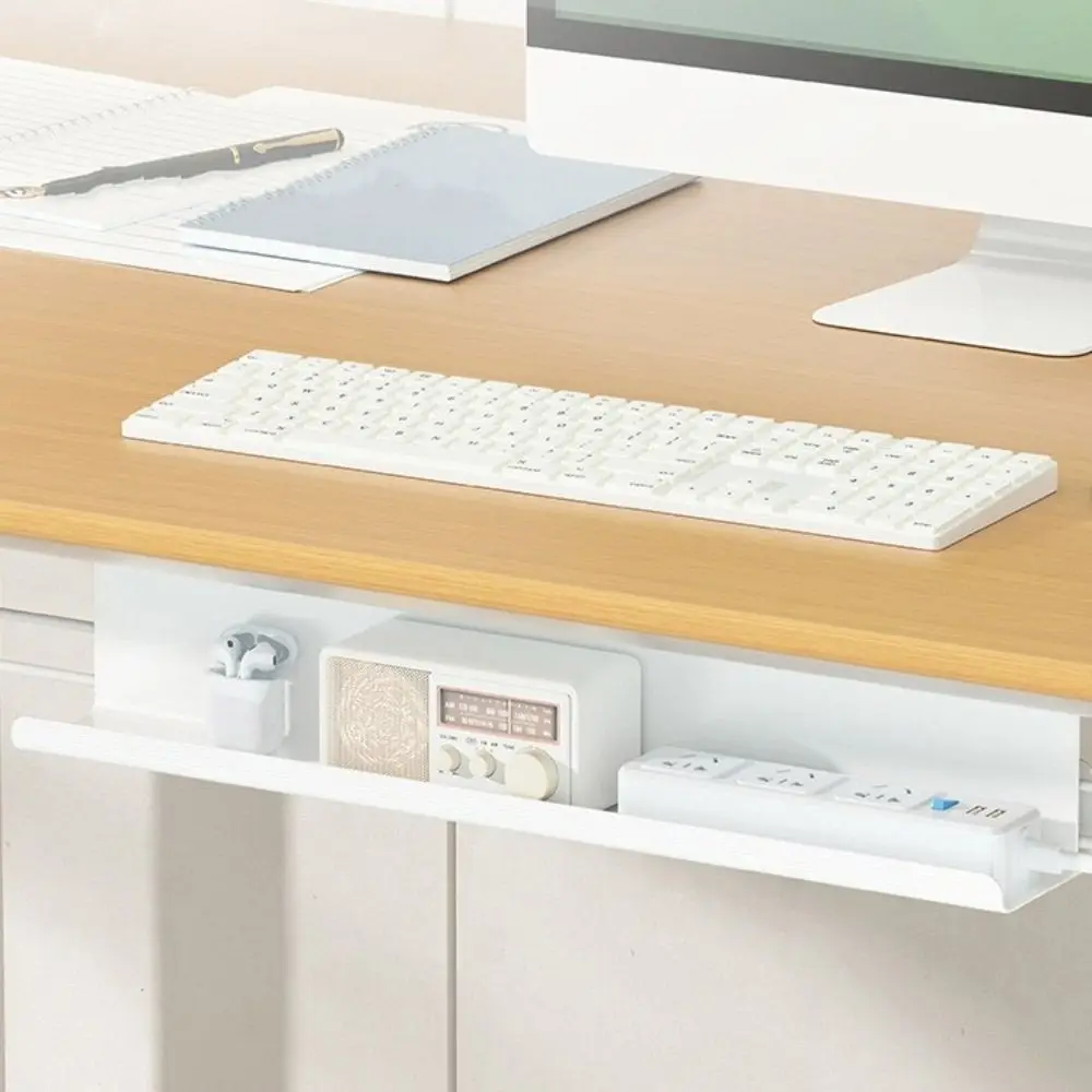 

No Trace Under Table Cable Tray Widened Self Adhesive Under Desk Rack Flame Retardant Plastic Cable Organizer Cord Management