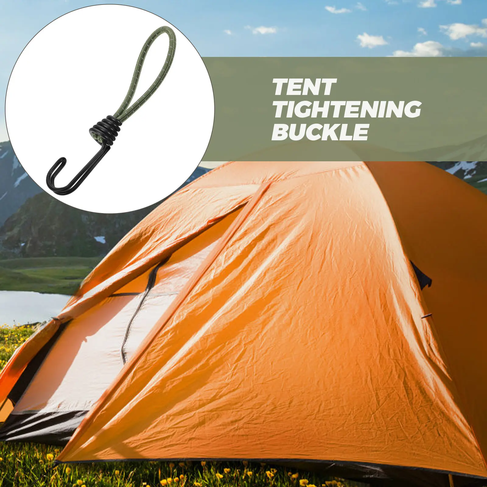 4Pcs Tent Fixed Hook Heavy Duty Elastic Cord Outdoor Camping Rope Tie Down Bungee Straps Tarp Fasteners Bungee Cords with Hooks
