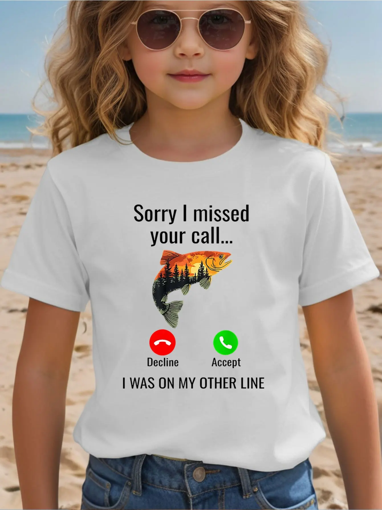 Fisherman Quote Trout Fish Call Screen Print Kids T Shirt Boys Girls Family Matching Parent Child Summer Crew Neck Casual Tee